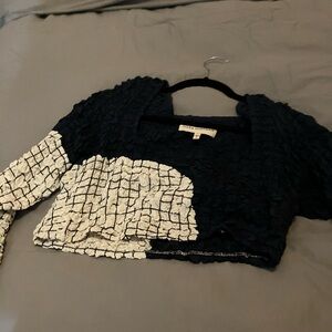 Mara Hoffman white/navy crop top